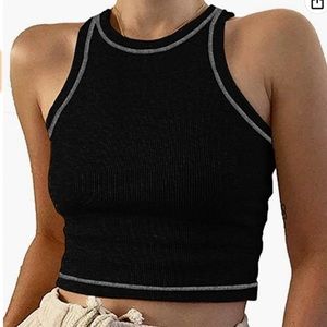Ribbed High-Neck Crop Top